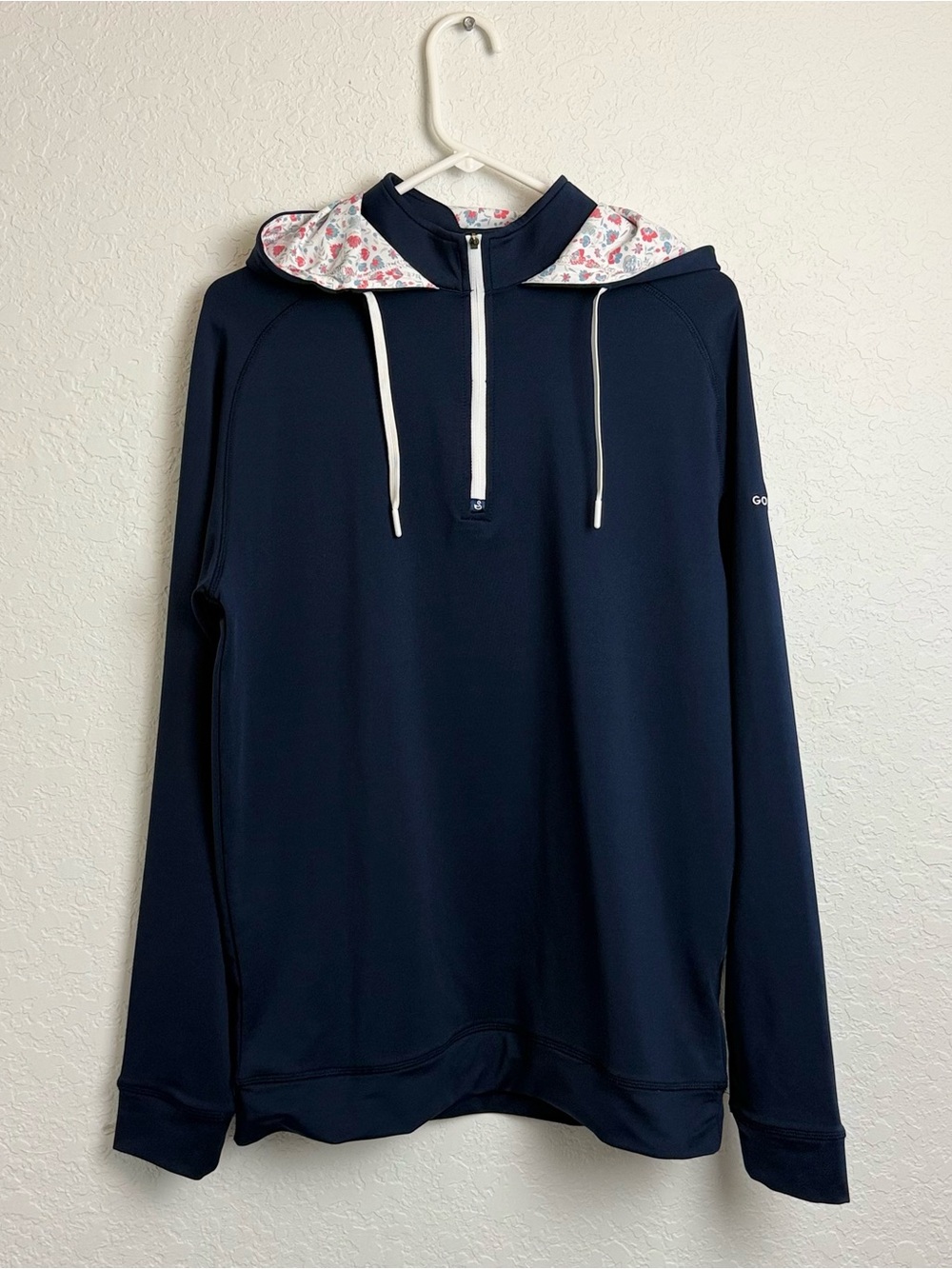 Swannies Golf Hoodie Men’s M Navy Quarter Zip Floral Hood GolfNow